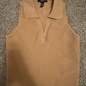 Forever 21 Tan Ribbed Sleeveless Top